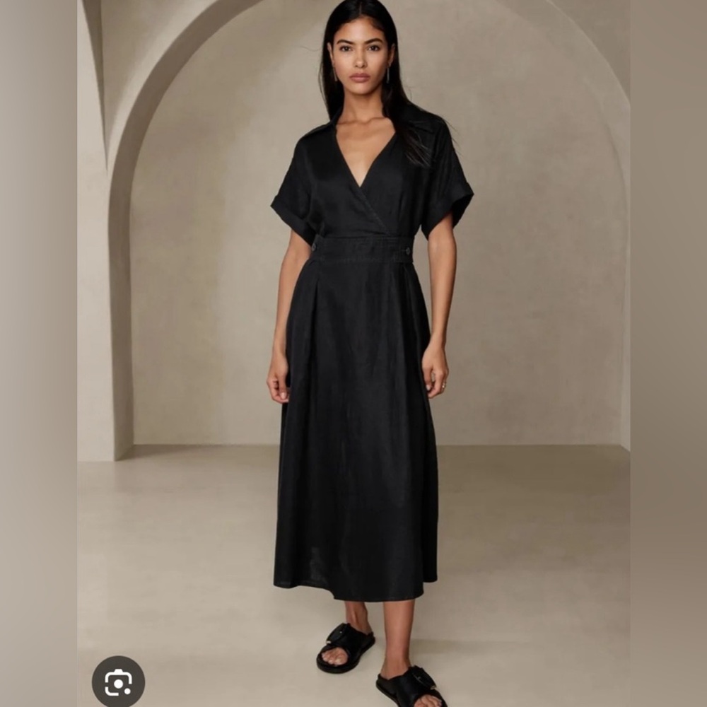 Banana Republic Sedona 100% Linen Lagenlook Summer Midi Dress M NWT